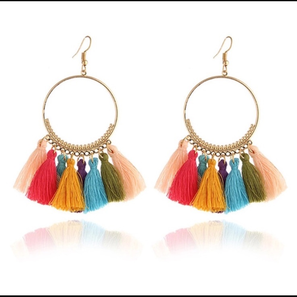 Rainbow Tassel Earrings